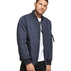 NEW! Navy Quilted Bomber Jacket